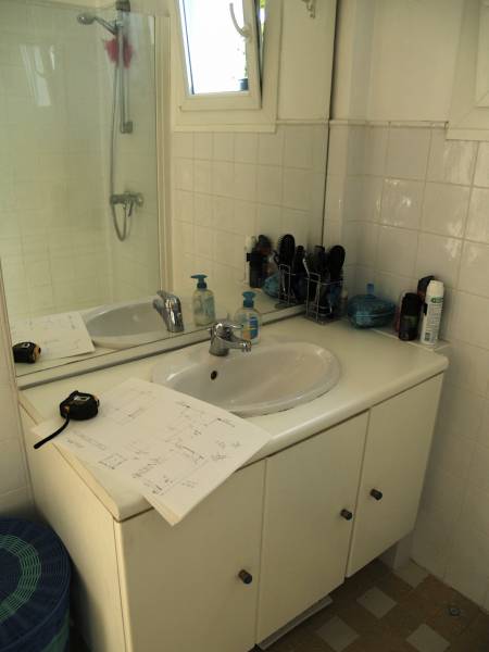 avant un meuble blanc vasque