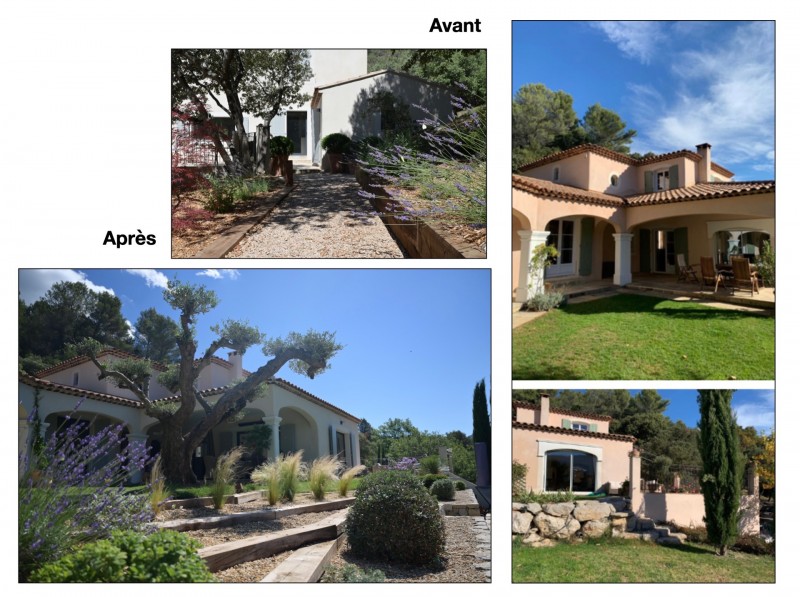 L' aménagement d'un jardin provençal aux formes courbes et rythmées inspiré des tableaux de Cézanne et de Picasso à Vauvenargues en pleine Provence